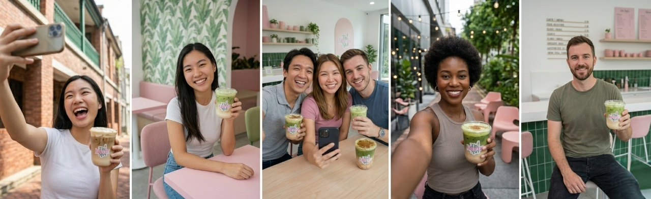 Customer selfie at The Matcha Spot